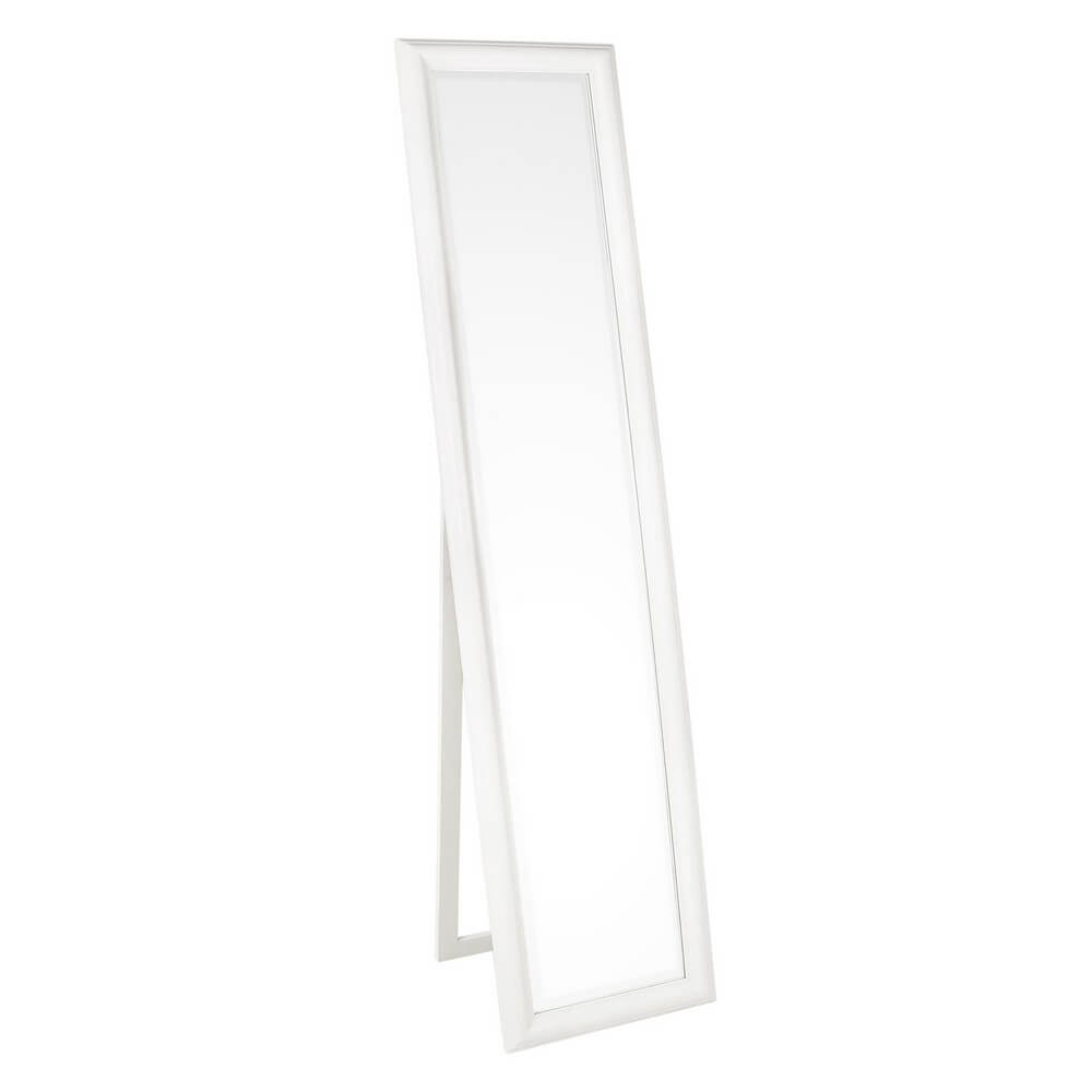 Specchio da terra ATEN bianco con cornice sottile e cavalletto posteriore, vista tre quarti #colore_Bianco