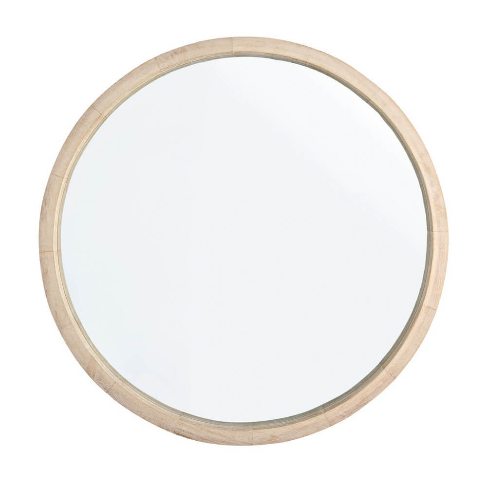 Specchio Rotondo con Cornice in Legno di Paulonia 52 cm - YOUNG