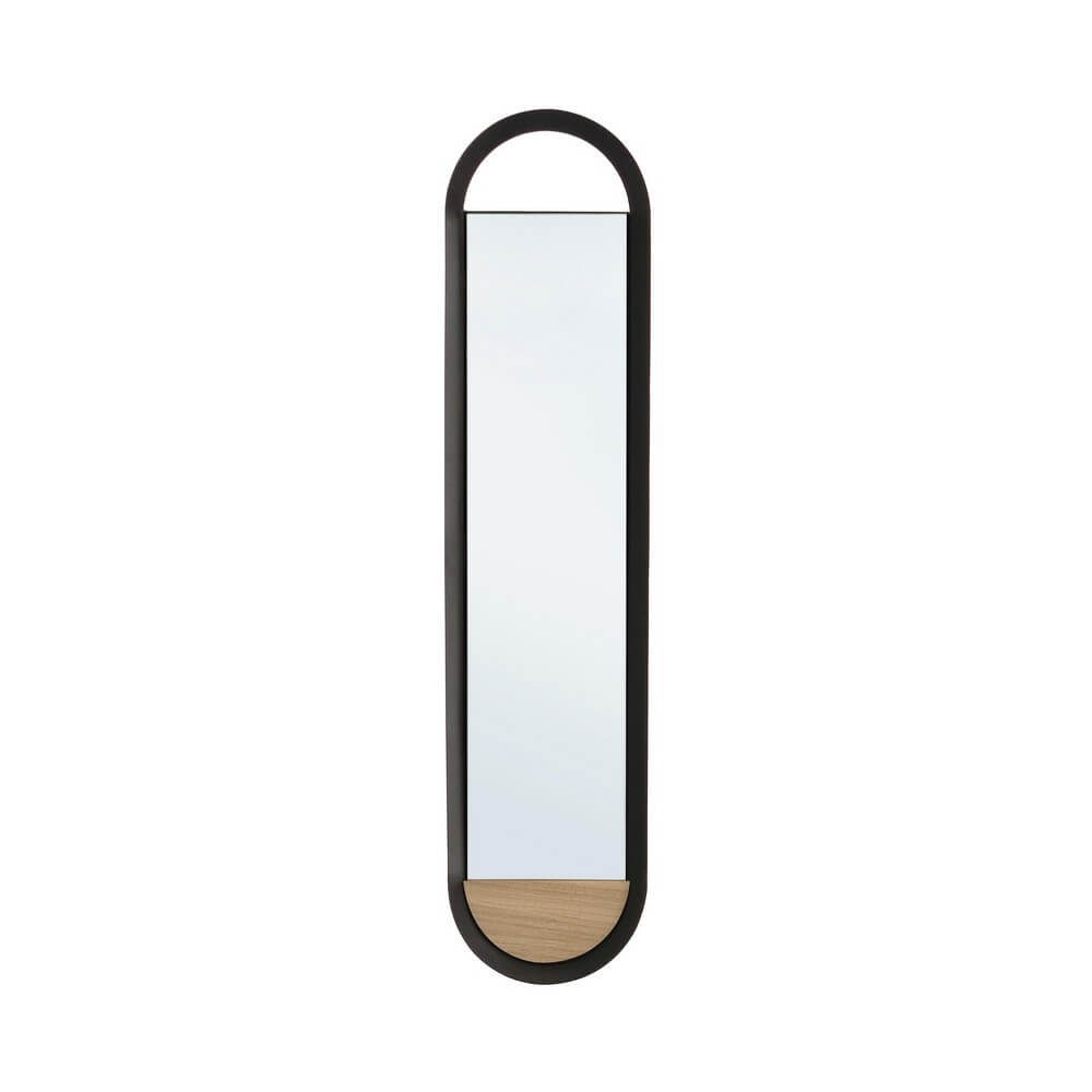 Specchio da Parete Ovale con Cornice in Acciaio e Inserto in Legno - LUCIA