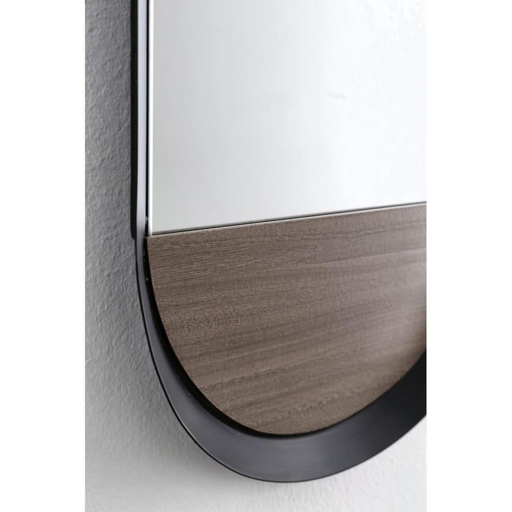 Specchio da Parete con Cornice in Acciaio e Inserto in Legno - LUCIA