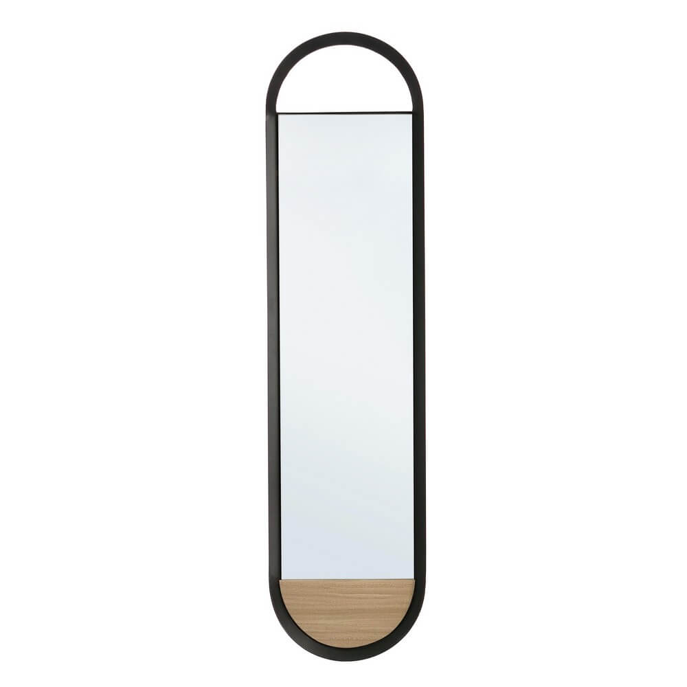 Specchio da Parete con Cornice in Acciaio e Inserto in Legno - LUCIA