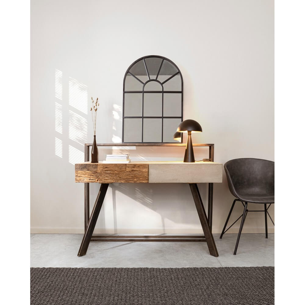 Specchio da Parete con Cornice in Acciaio Nero Effetto Finestra - GREEN
