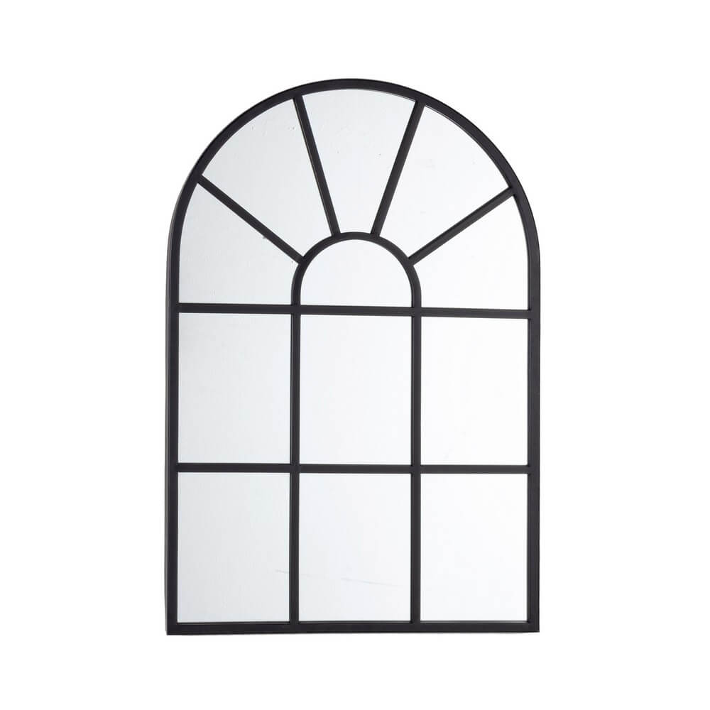 Specchio da Parete con Cornice in Acciaio Nero Effetto Finestra - GREEN