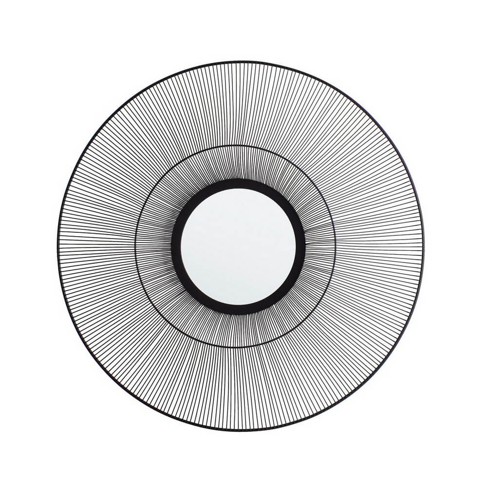 Specchio Rotondo con Cornice in Filo di Acciaio Nero Ø75 cm - ZELENA