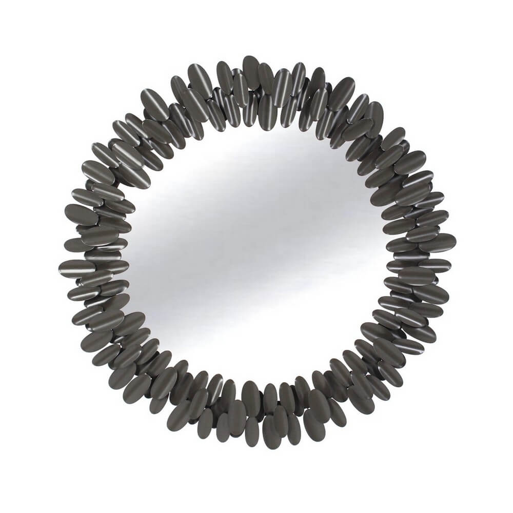 Specchio Rotondo con Cornice in Acciaio Verniciato Ciottoli D95 - MIRAT
