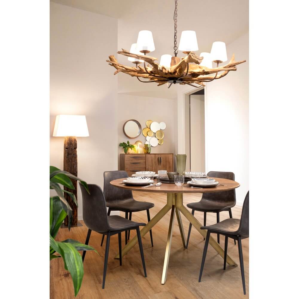 Specchio Rotondo con Cornice in Legno di Mango 55 cm - WESLEY