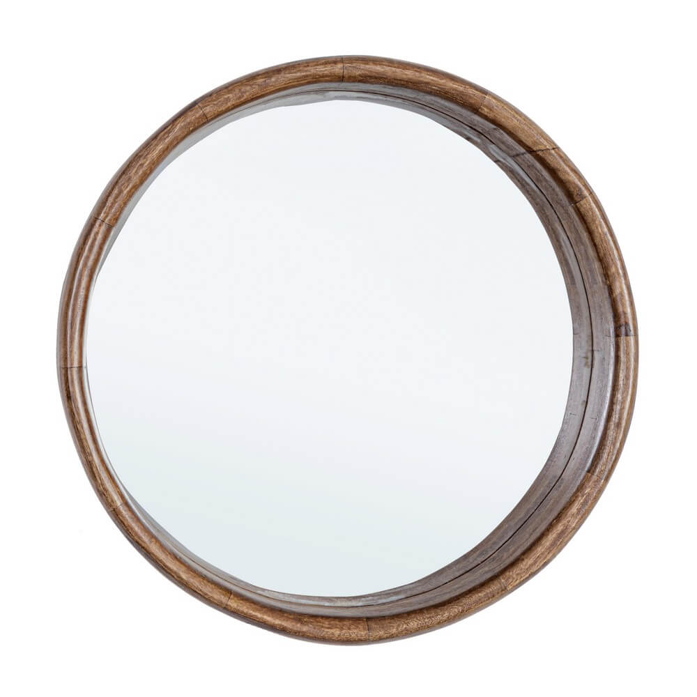 Specchio Rotondo con Cornice in Legno di Mango 55 cm - WESLEY