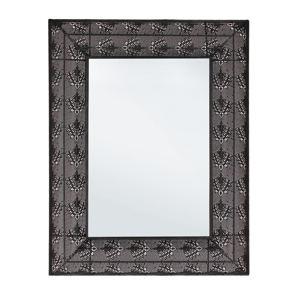 Specchio da Parete con Cornice in Metallo Traforato Nero 70x90 - PARKER