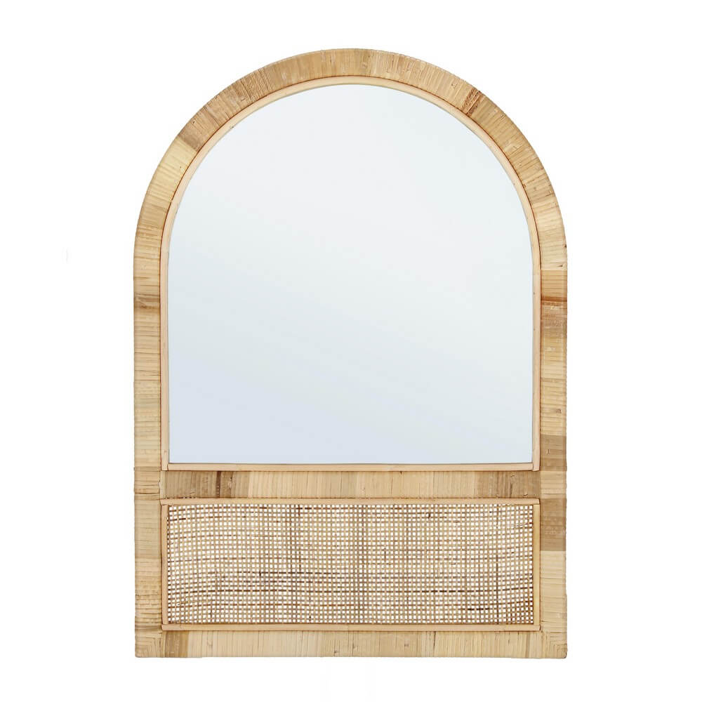 Specchio ad Arco con Cornice in Rattan Naturale 50x70 cm - EDWARDS