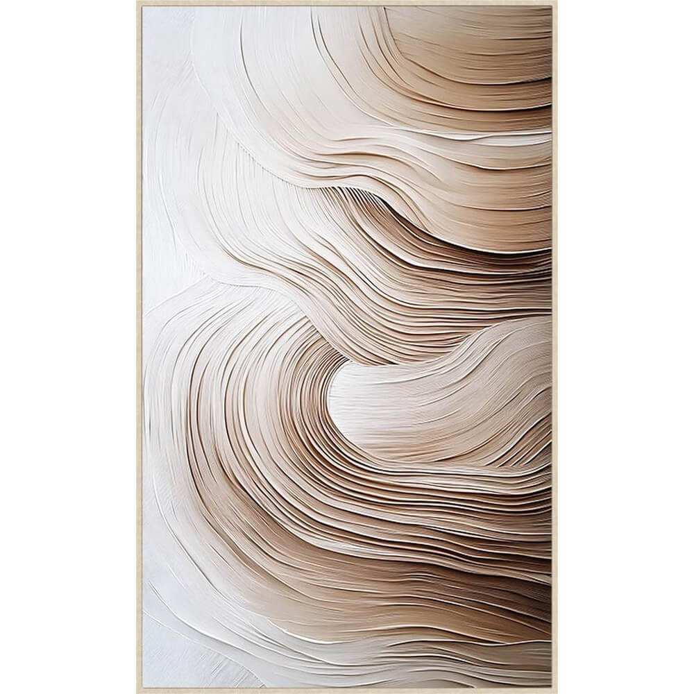 Quadro su Tela con Cornice Onde Astratte Dipinte a Mano 124x204 - TEXTURE