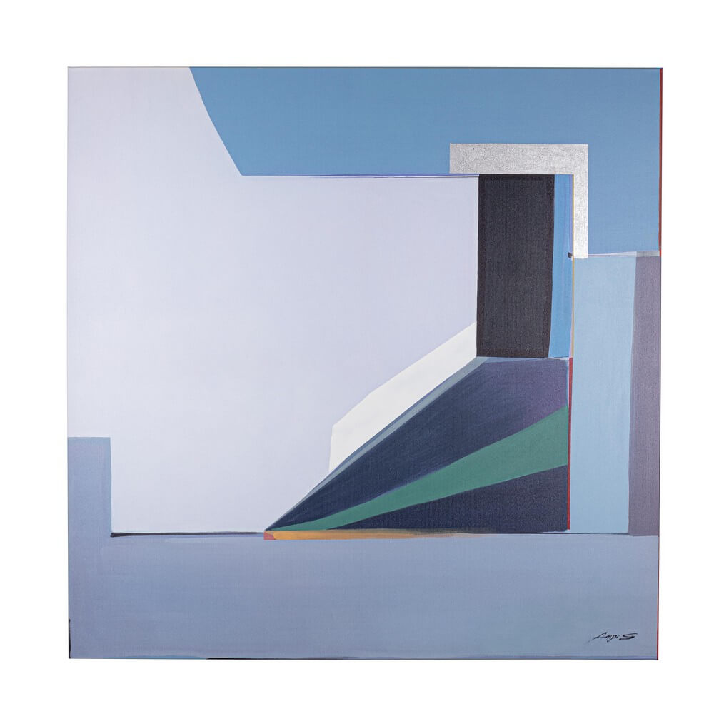 Quadro astratto geometrico dipinto a mano su tela 140x140 cm - DMITRI