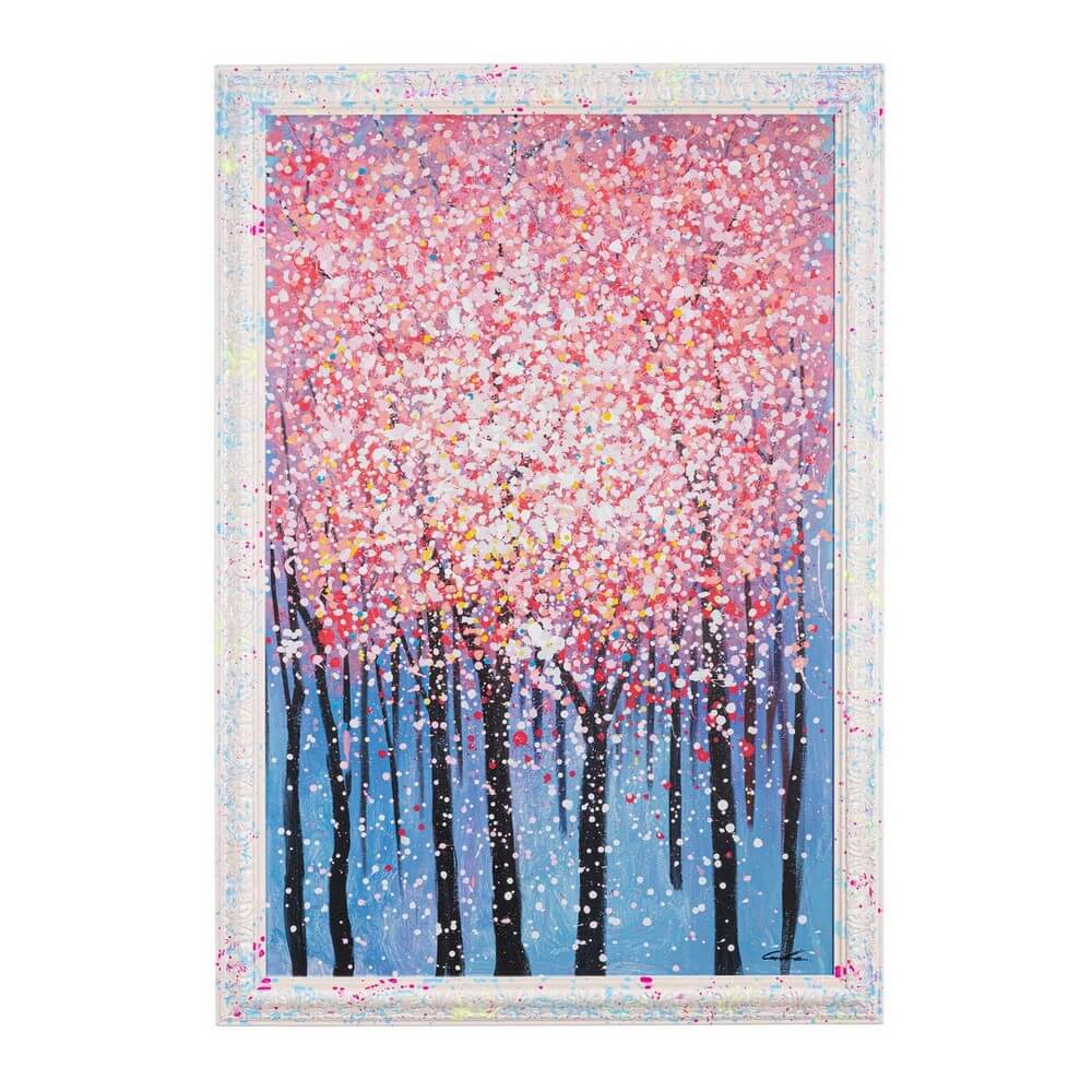 Quadro dipinto a mano alberi in fiore con cornice 118x168 cm - SPOTTY