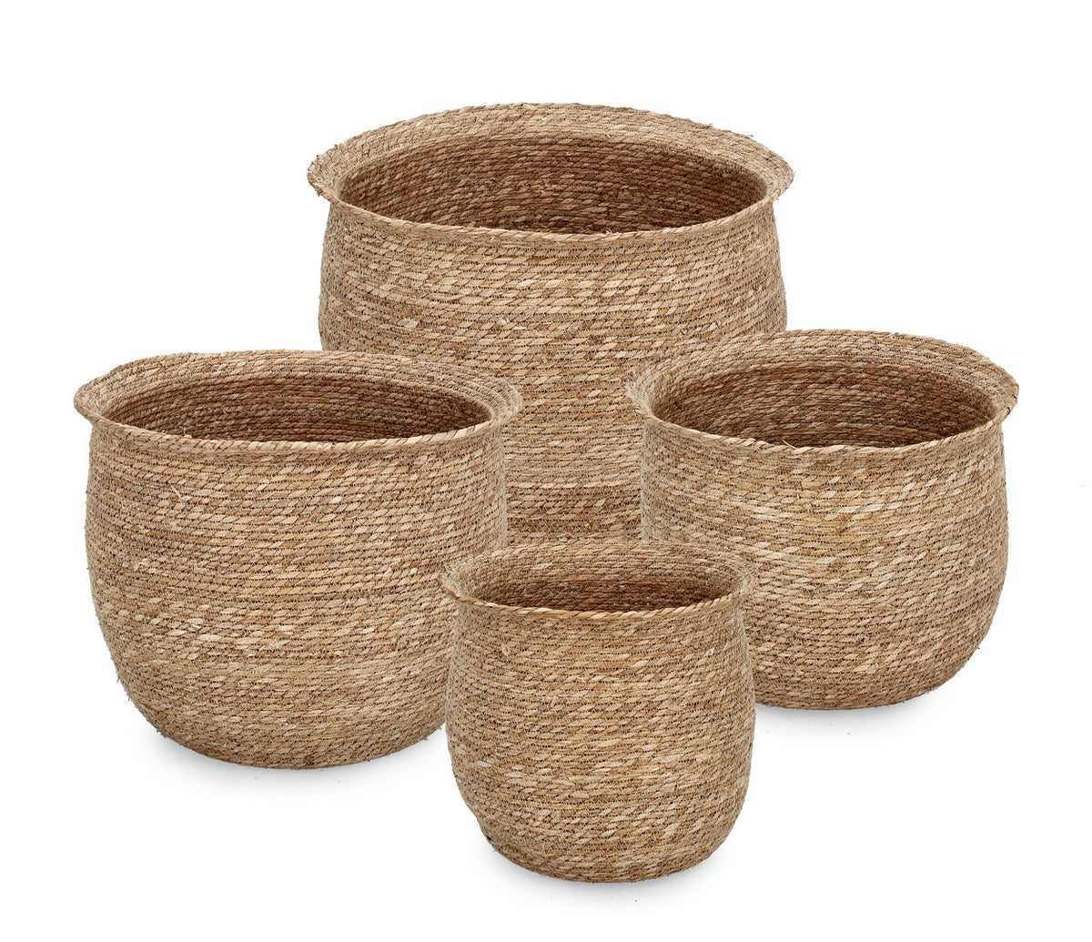 Set da 4 Ceste Portavaso in Fibra Vegetale Naturale Intrecciate - HAMIDA