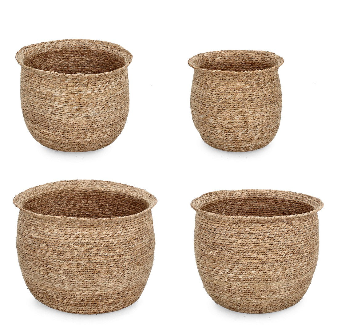 Set da 4 Ceste Portavaso in Fibra Vegetale Naturale Intrecciate - HAMIDA