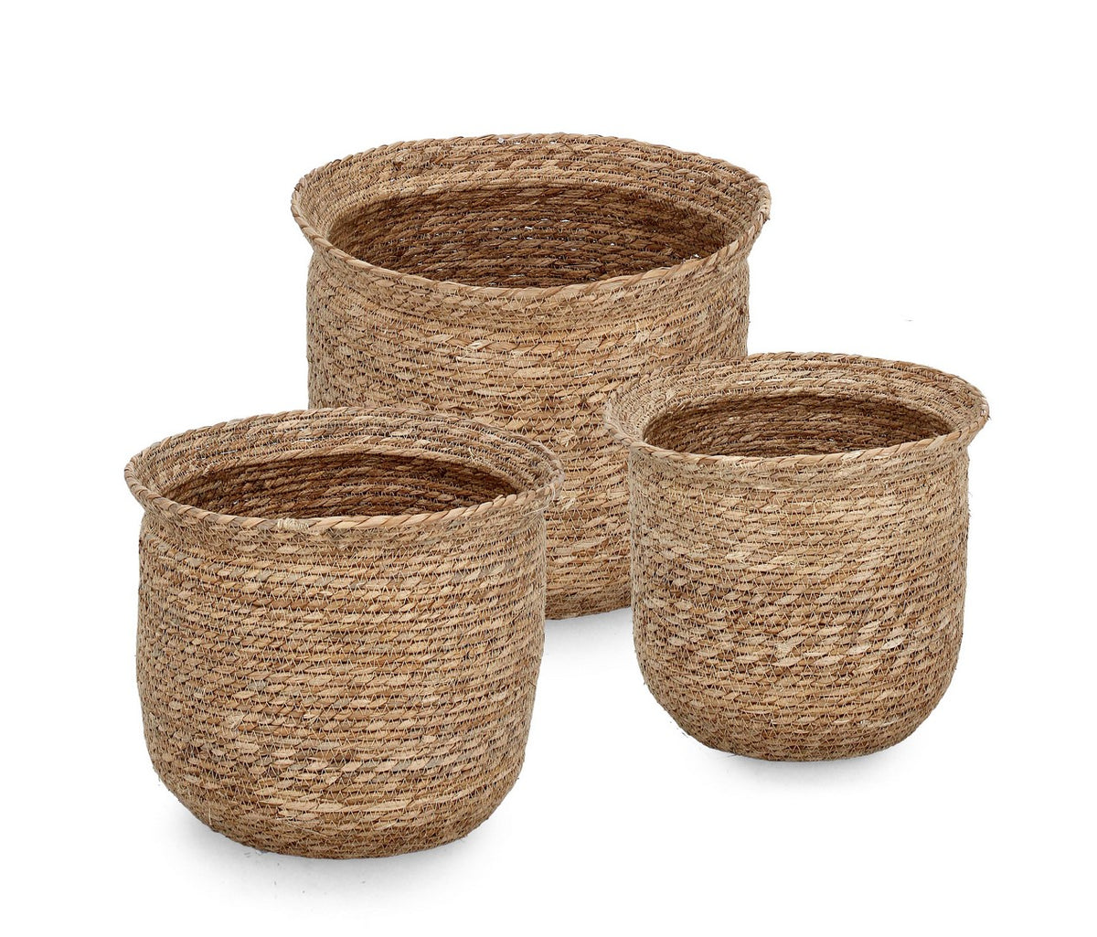 Set di 2 set da 3 ceste porta vaso in fibra vegetale intrecciata naturale - HAMIDA