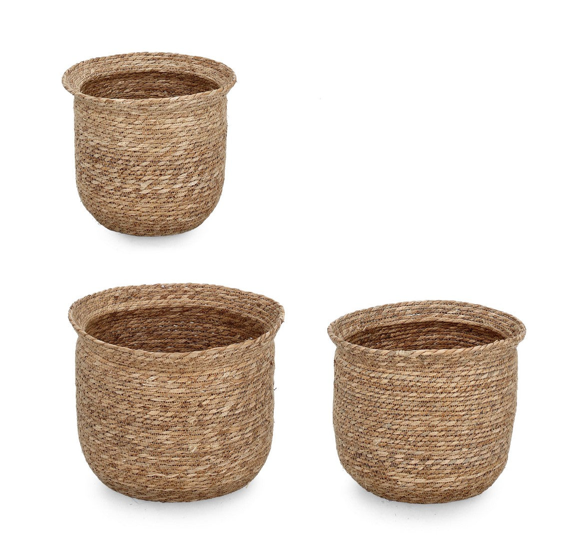 Set di 2 set da 3 ceste porta vaso in fibra vegetale intrecciata naturale - HAMIDA