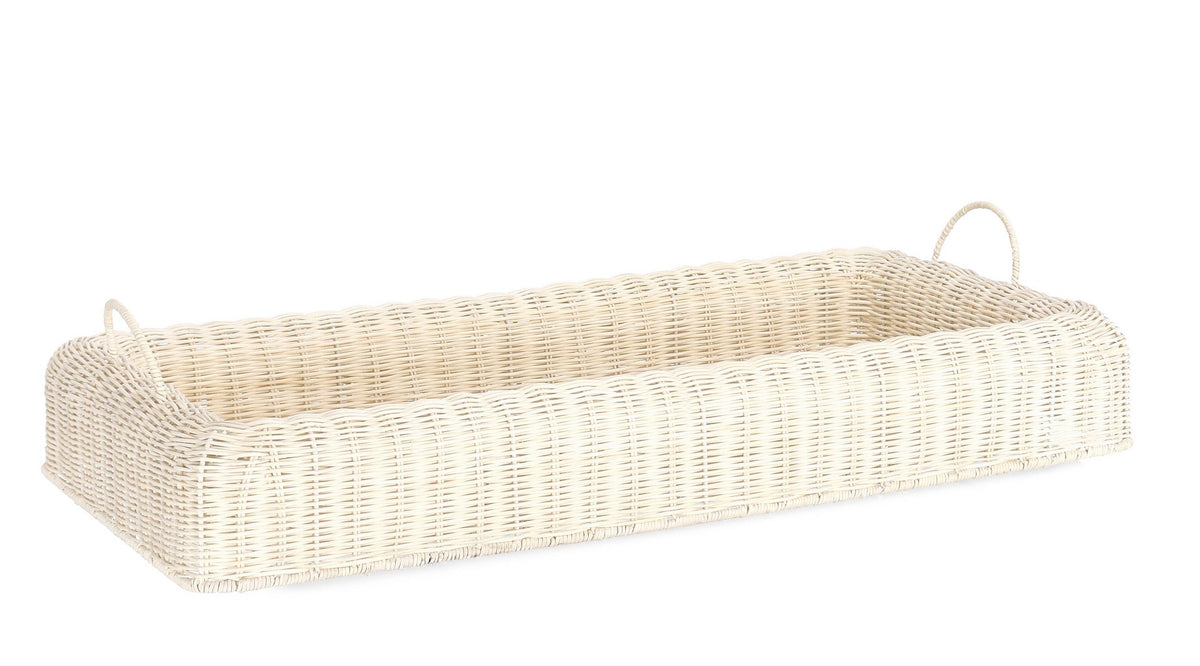 Set di 2 Vassoi Decorativi Rettangolari in Rattan con Manici - IRELE