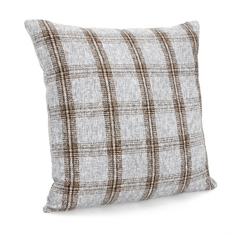 Cuscino decorativo in tessuto tartan grigio e marrone 50x50 cm - VERNON