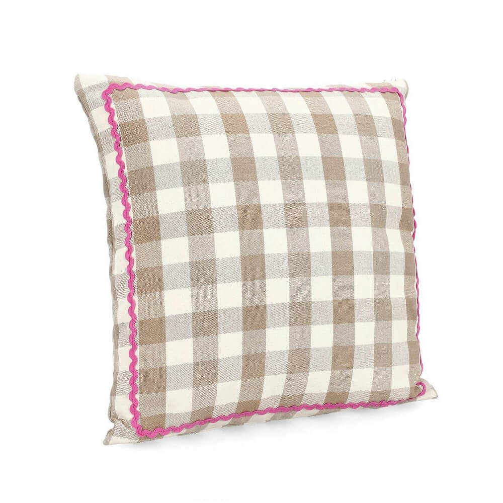 Cuscino decorativo a quadri in cotone con bordura 45x45 cm - POLLY