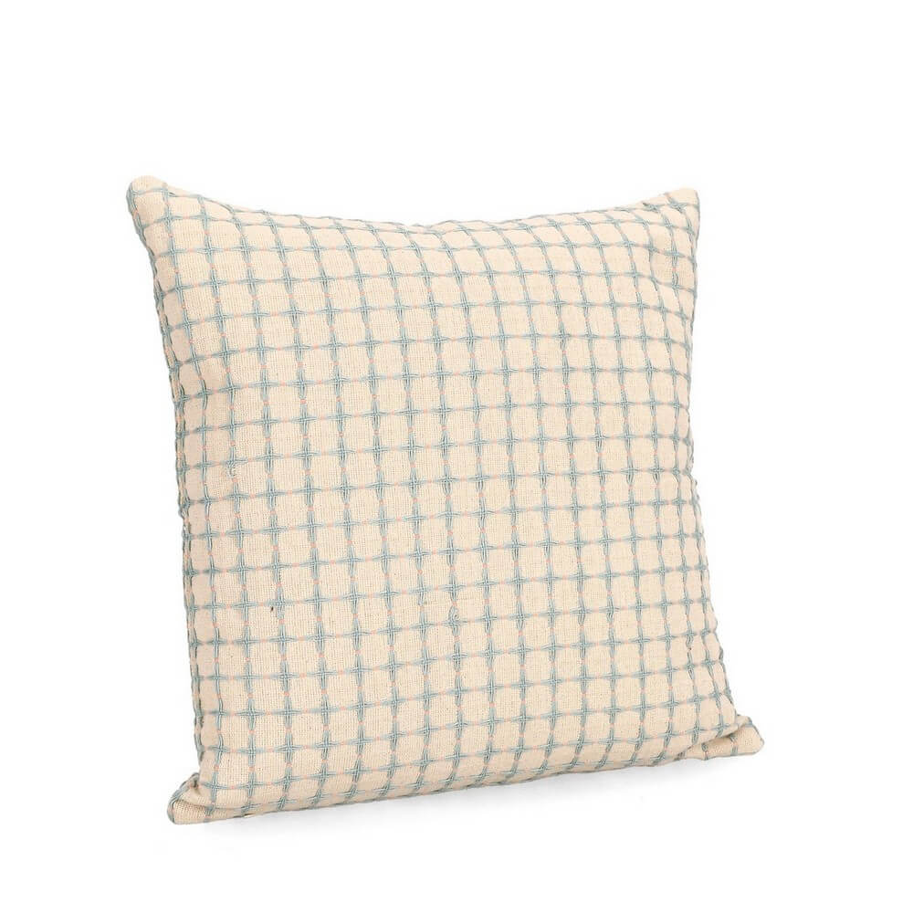 Cuscino decorativo in cotone con motivo a griglia 45x45 cm - LORCAN