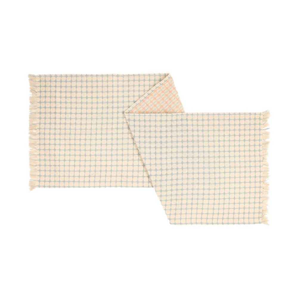 Runner da tavola in cotone a quadretti double face con frange 50x150 cm - LORCAN