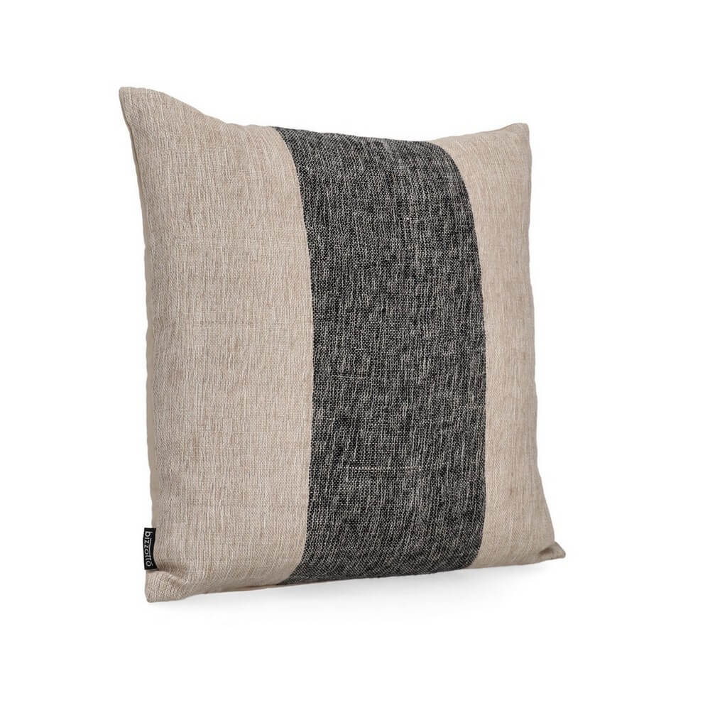 Cuscino decorativo in cotone e viscosa con fascia intrecciata 50x50 Nero - MANPUR