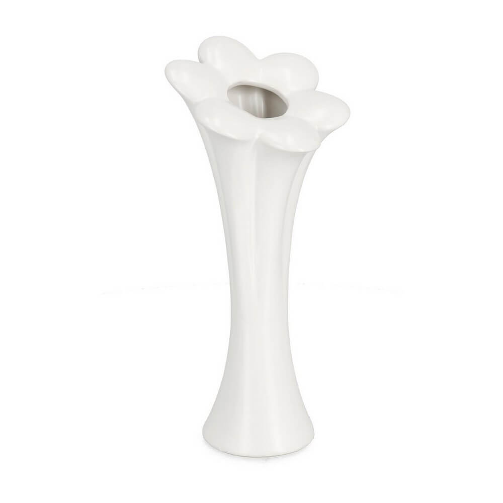 Vaso in Gres Bianco a Forma di Fiore Alto 30 cm - ROSWELL