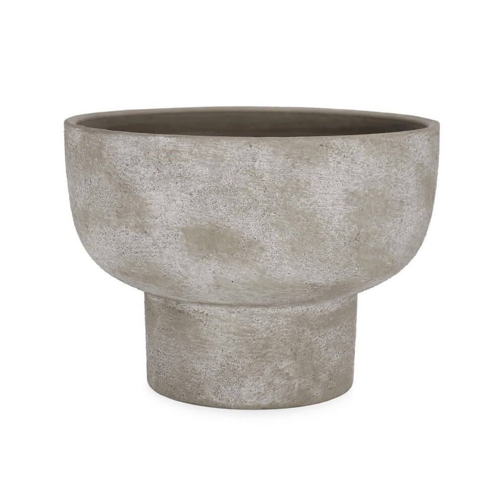 Porta Vaso a Coppa in Terracotta Grigia con Base Cilindrica - HECTOR