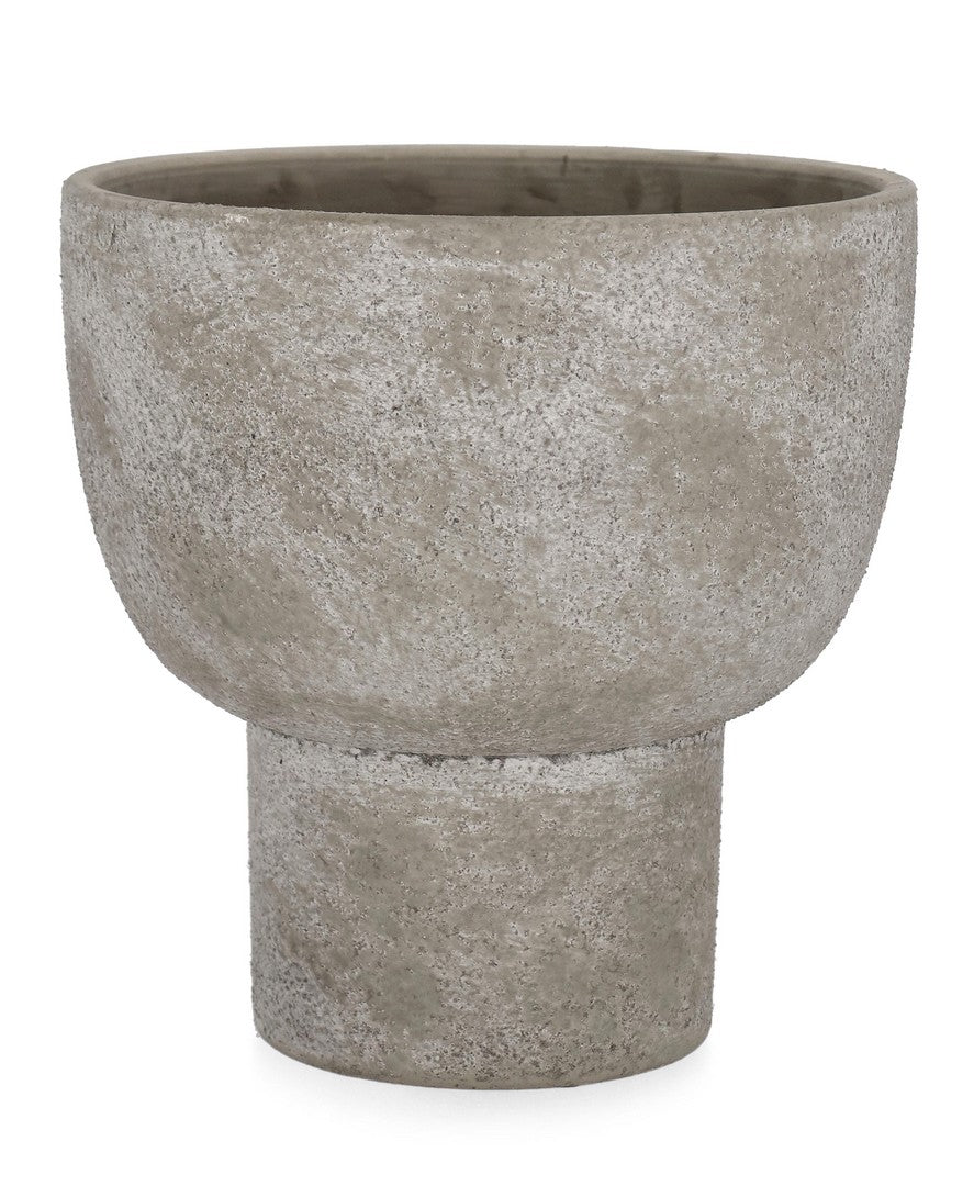 Set di 4 Porta Vaso a Coppa in Terracotta Grigia su Piedistallo - HECTOR