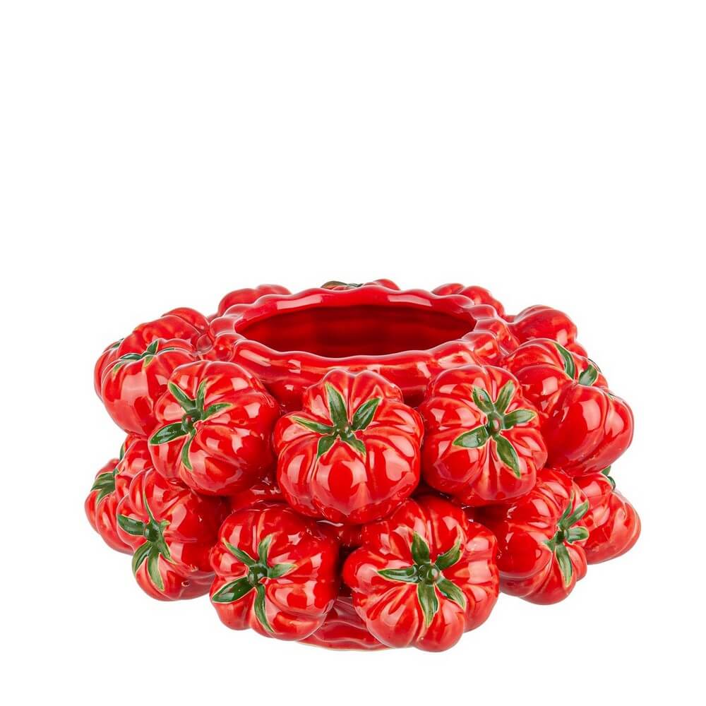 Vaso in Ceramica a Forma di Pomodori Rossi Tondo 26 cm - GAZPACHO