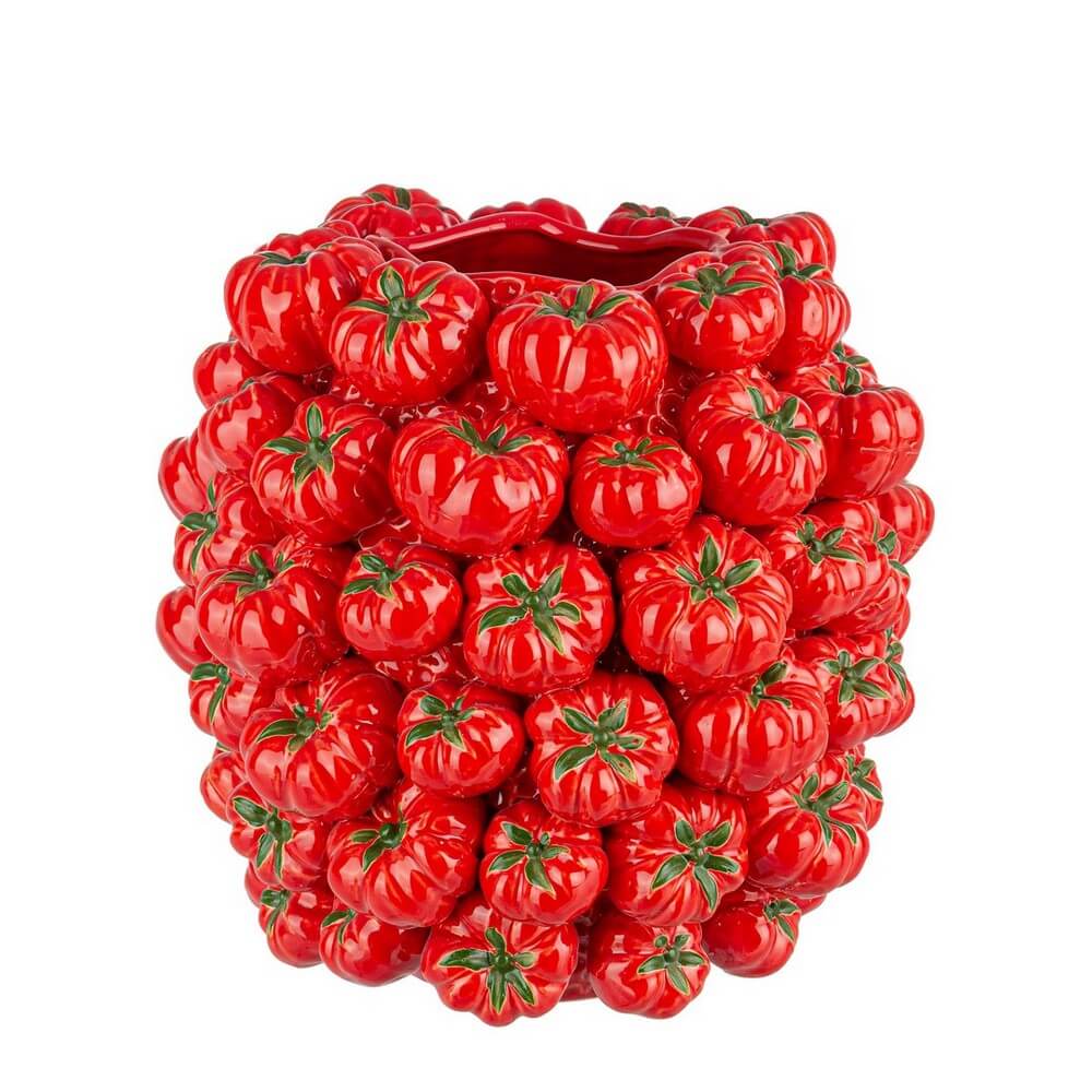 Vaso in Ceramica con Decoro a Pomodori Rossi H33 - GAZPACHO