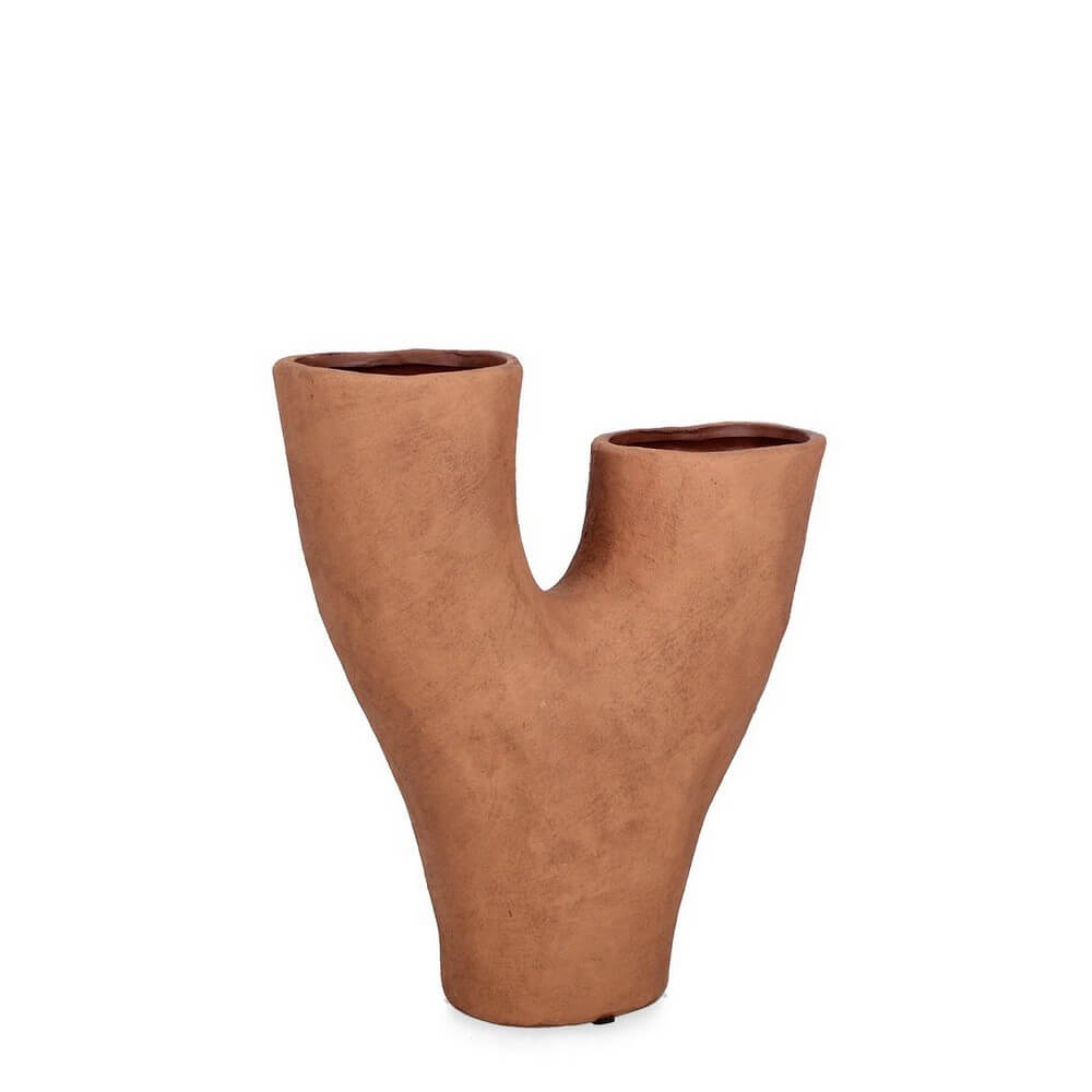 Vaso in terracotta a doppia apertura artigianale H34 cm - HECTOR