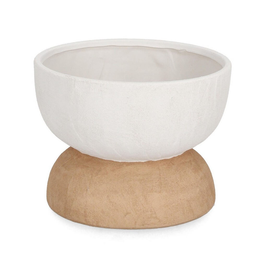 Vaso in Terracotta Bicolore con Base Naturale 25x18,5 cm - HECTOR