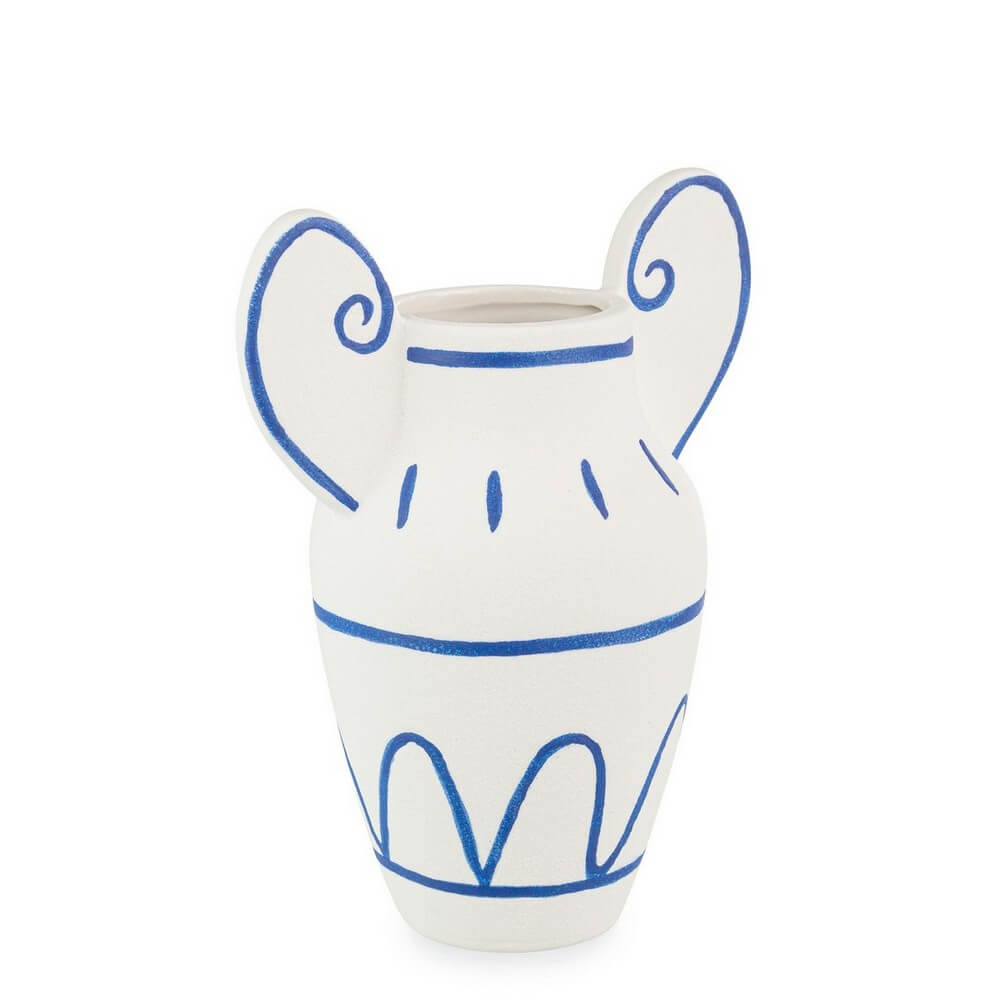 Vaso in Porcellana Bianca con Decorazioni Blu Stile Greco - GREEK