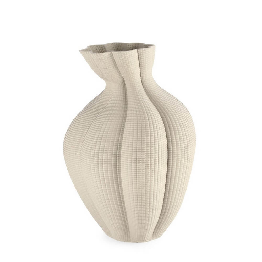 Vaso in Ceramica Stampata 3D Bombato Beige H39 cm - REIKO
