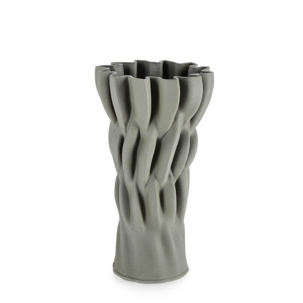 Vaso decorativo in ceramica stampata 3D con texture ondulata - REIKO