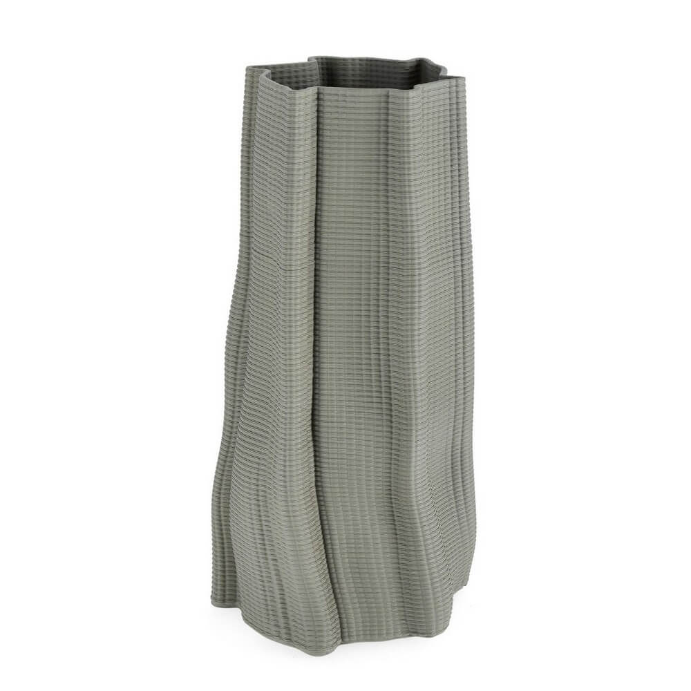 Vaso decorativo in ceramica stampata 3D forma organica verde - REIKO