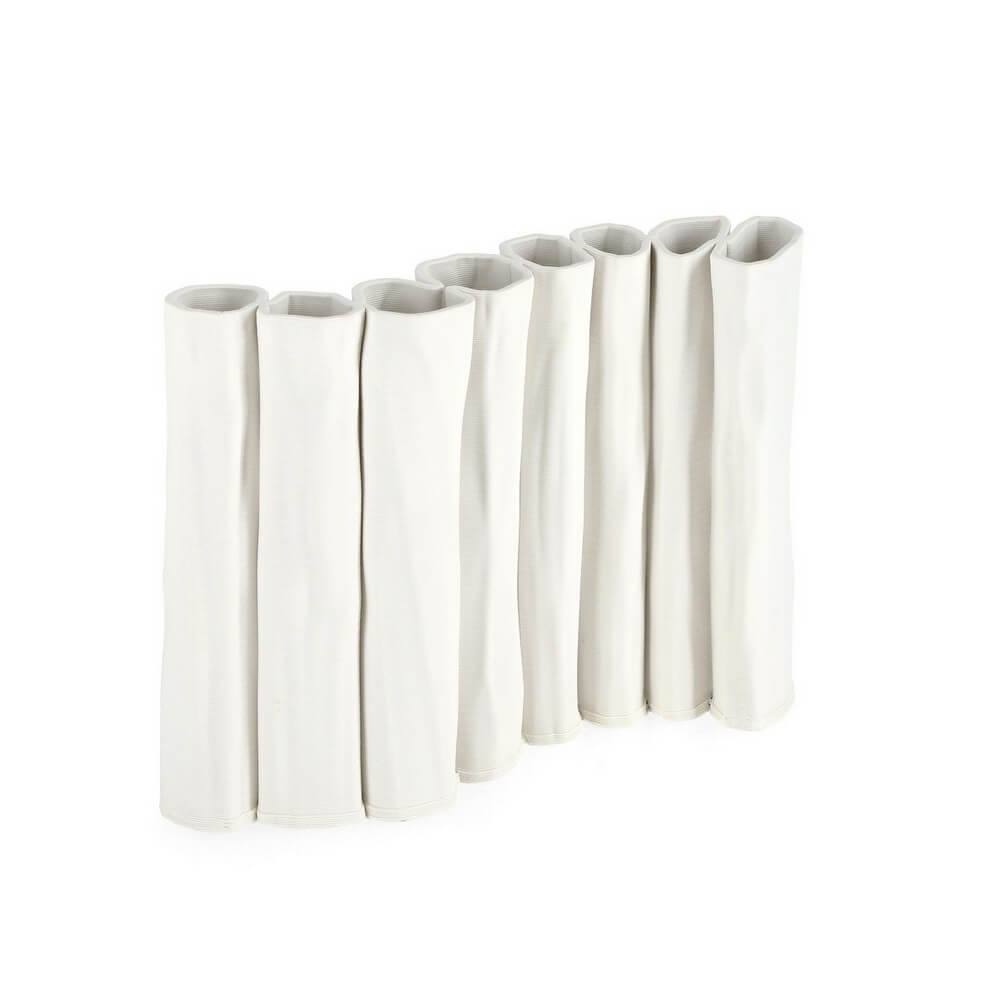Porta Vaso in Ceramica 3D Tubolare Bianco Rettangolare H21 - MISA