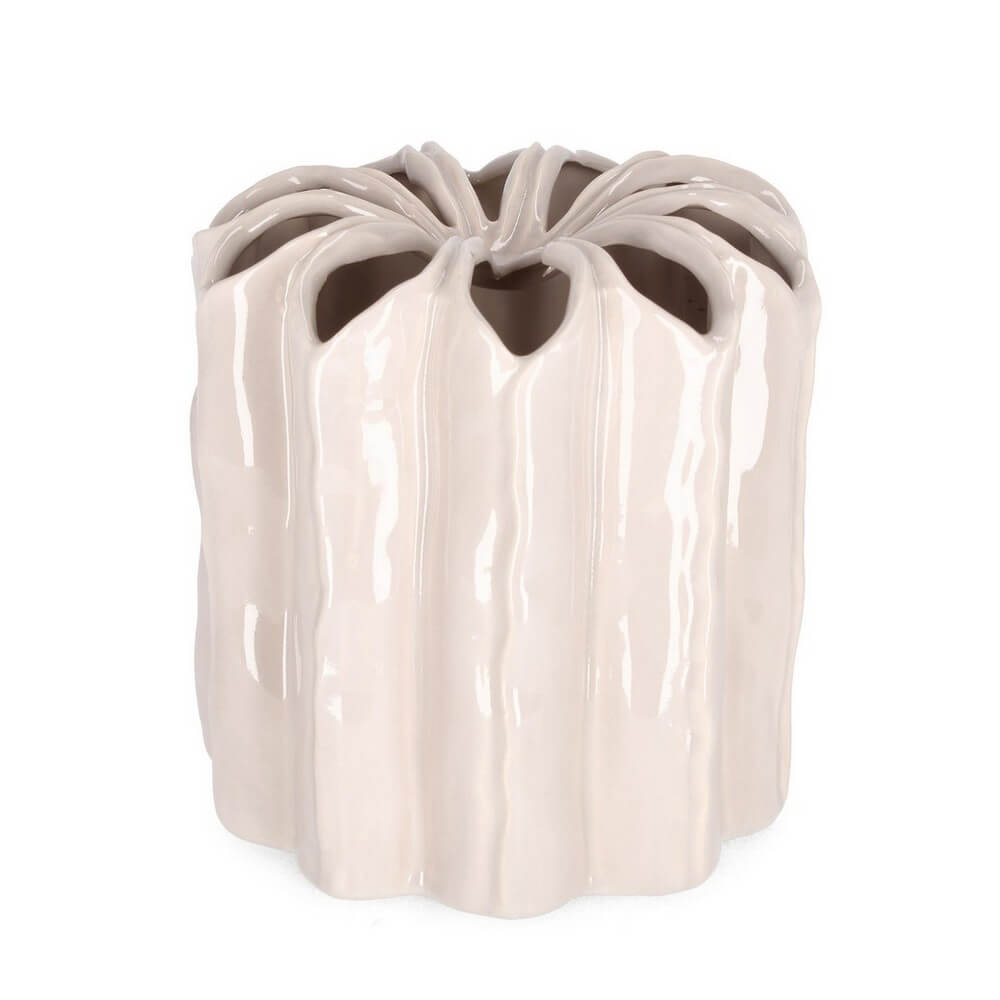 Vaso in ceramica tondo smaltato forma organica H23 cm - KICHI