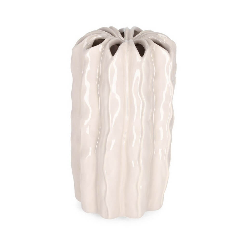 Vaso in ceramica tondo forma cactus smaltato rosa H27,5 cm - KICHI