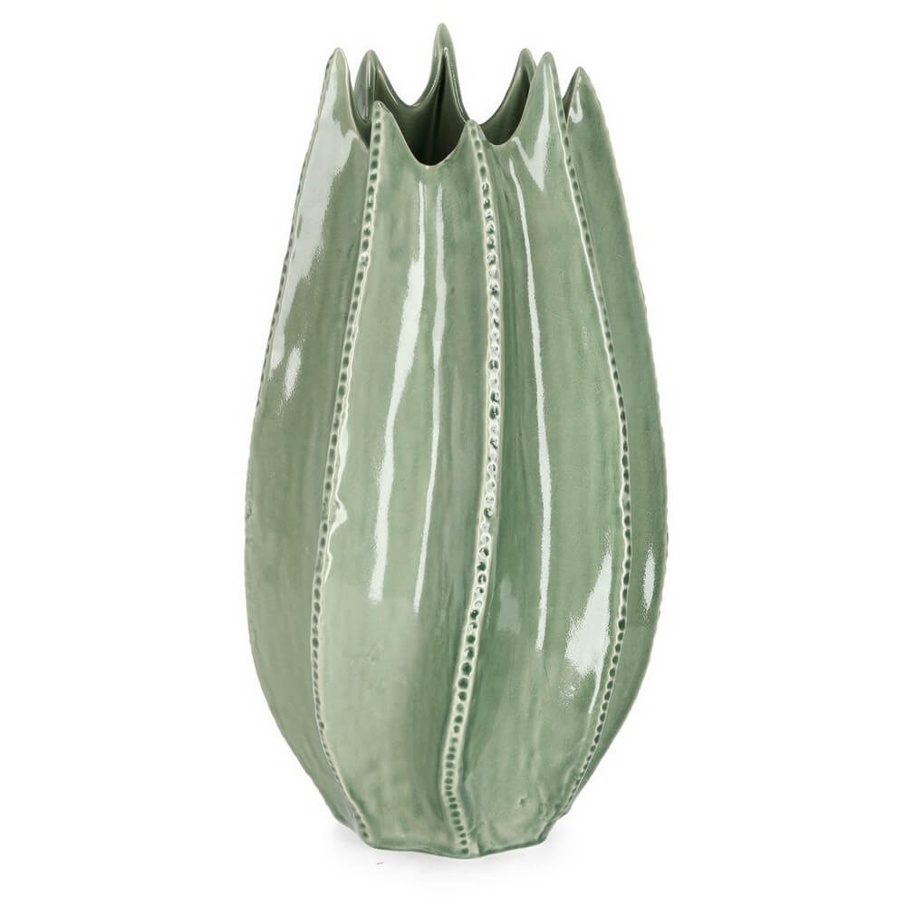 Vaso in Ceramica Verde Forma Tulipano Smaltato H49,5 cm - TAE