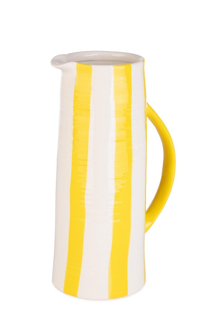 Set di 2 caraffe decorative in porcellana a righe bianco e giallo - JOLY