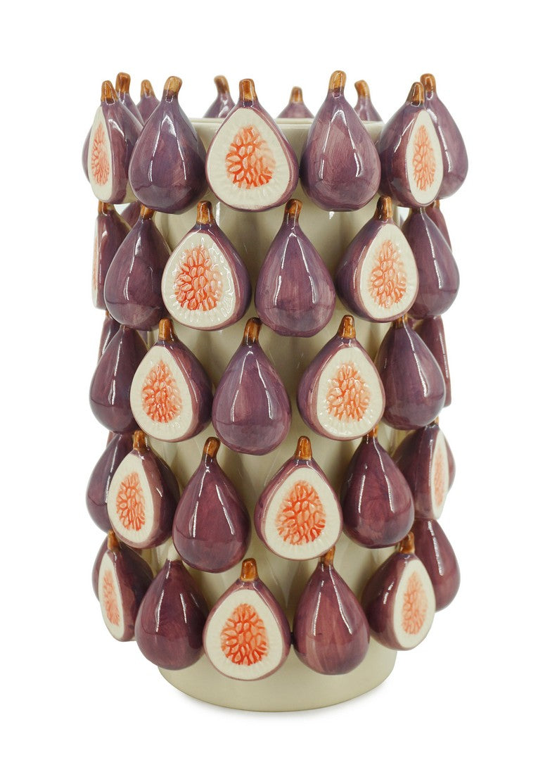 Set di 4 Vasi Cilindrici in Ceramica con Fichi Decorativi - HAVOR