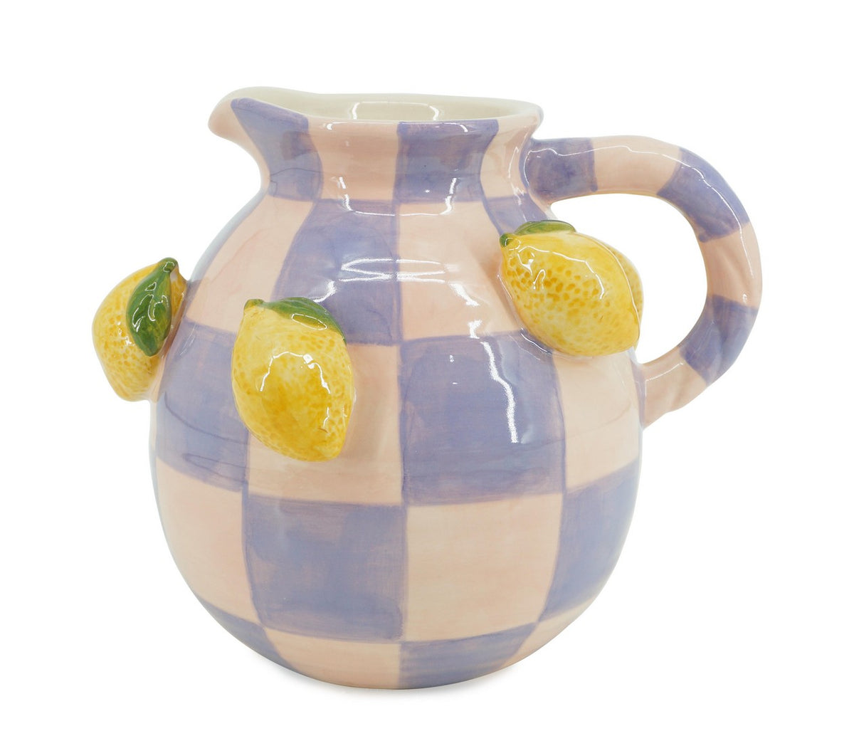 Set di 4 Caraffe in Ceramica a Quadri con Limoni in Rilievo - KAELIS