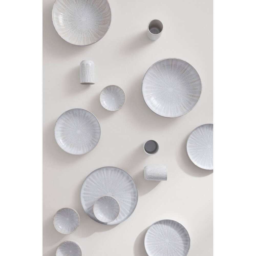 Ciotola in Gres Smaltato Bianco con Decoro Artigianale 28 cm - ESTARREJA