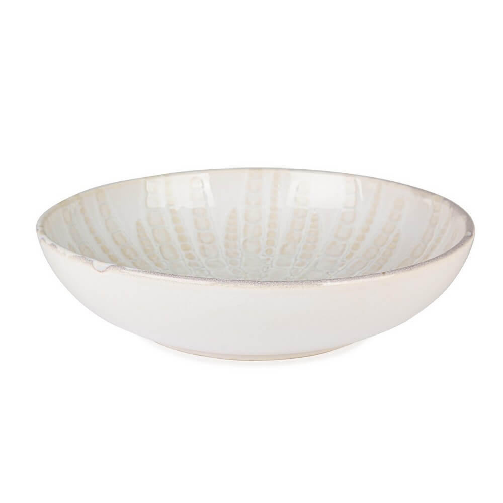 Ciotola in Gres Smaltato Bianco con Decoro Artigianale 28 cm - ESTARREJA