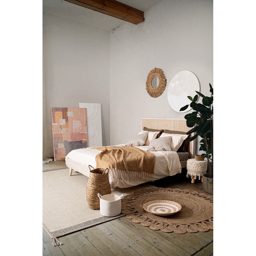 Tappeto in lana tessuto a mano con nappe stile etnico Beige - COOPER