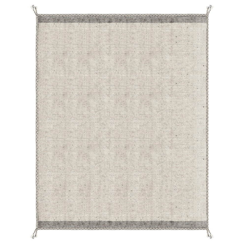 Tappeto in lana tessuto a mano con nappe stile etnico Beige - COOPER