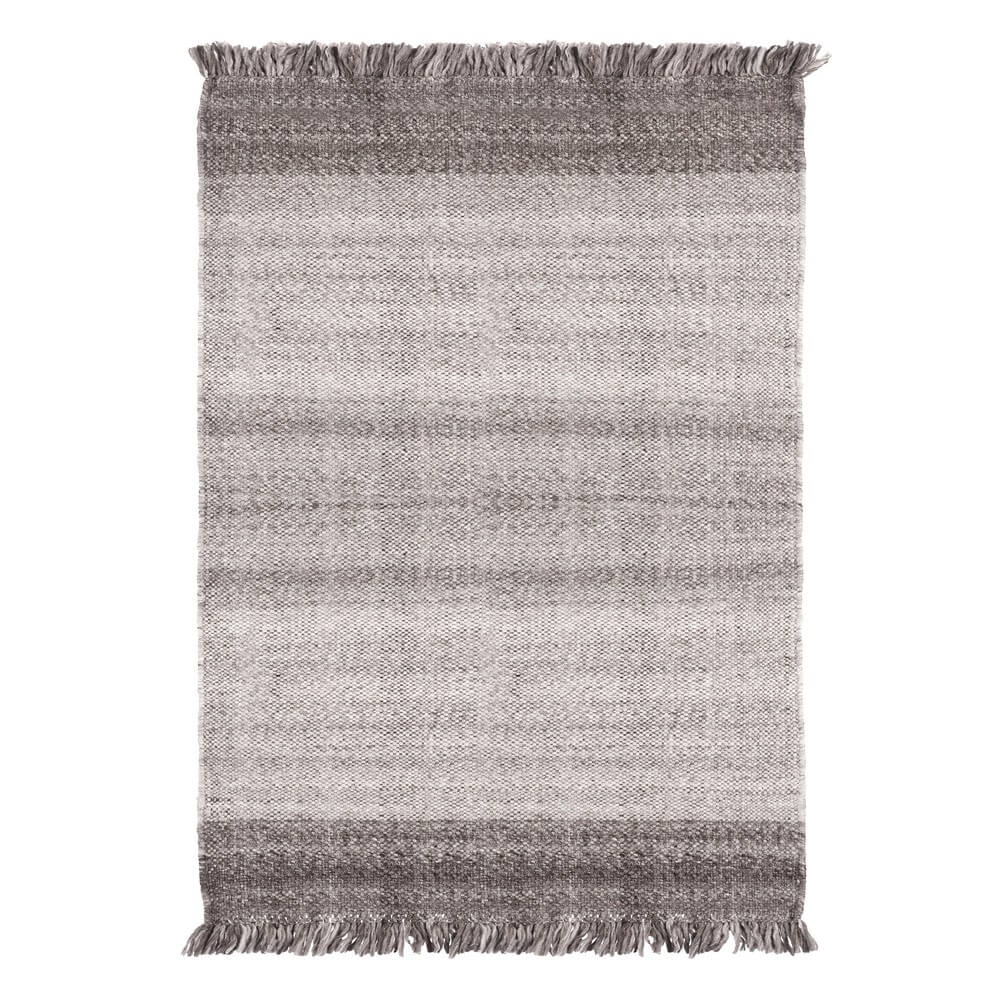 Tappeto artigianale in poliestere a righe con frange 160x230 cm - HOWARD