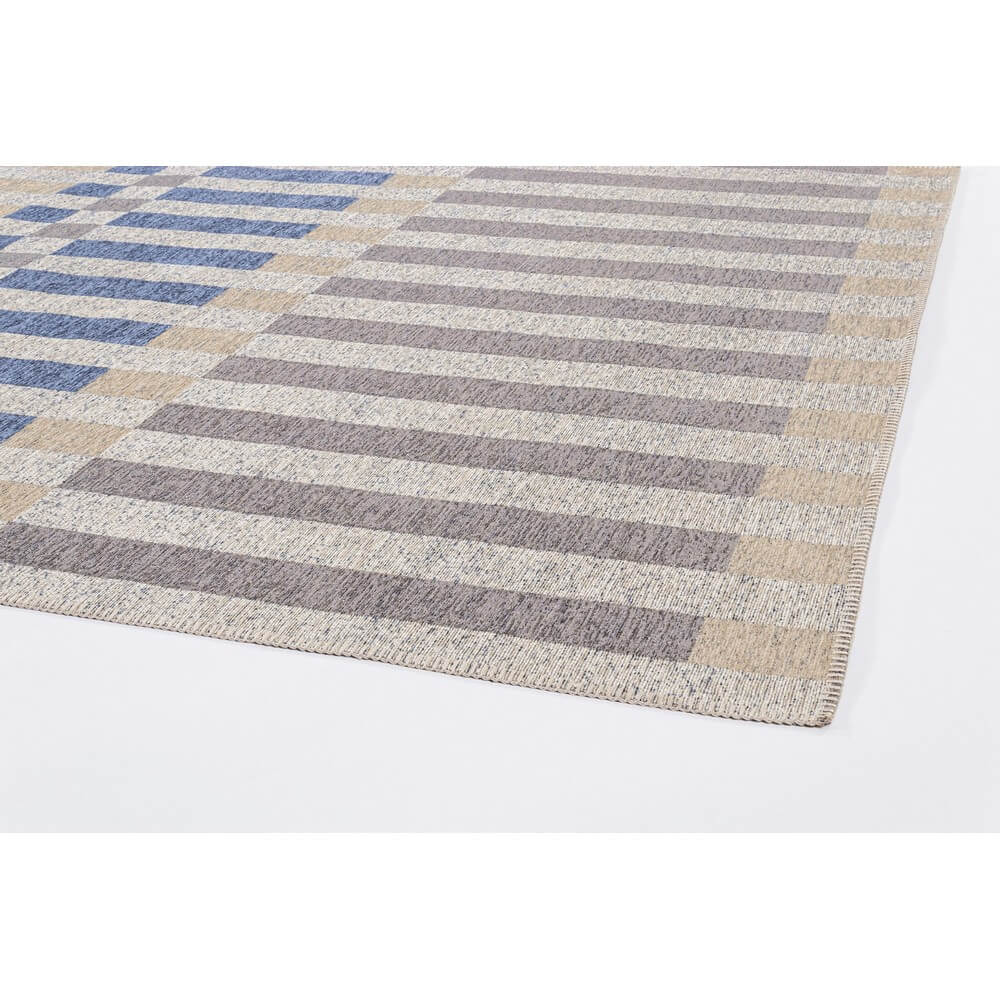Tappeto geometrico interno esterno in poliestere riciclato 200x290 Blu - HADA